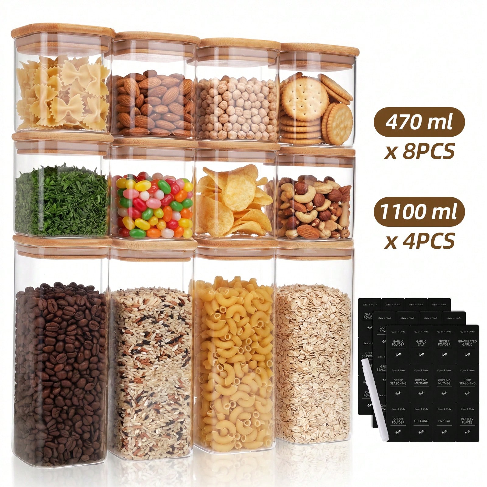 Tomnk 12 Contenitori in Vetro  - Kitchen Baking Organization recensione e prezzo